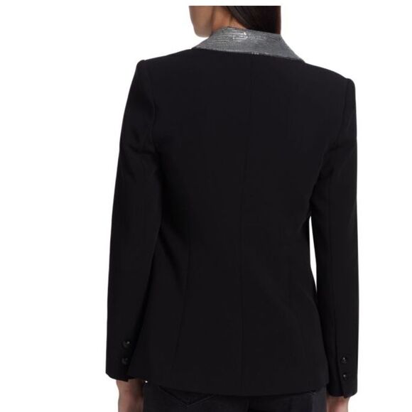 L' AGENCE 'Clementine' Sequin Lapel Ponte Blazer, Black/Silver 00 $850 - Picture 7 of 13